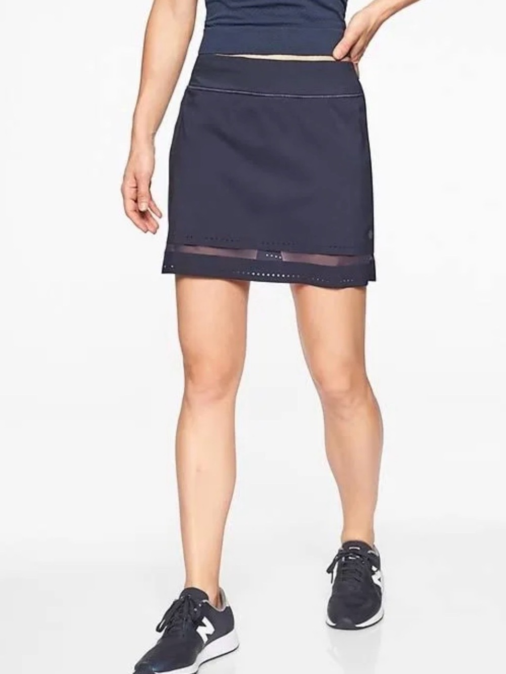 Athleta Black Skort with Laser Cut Mesh Hem Trim